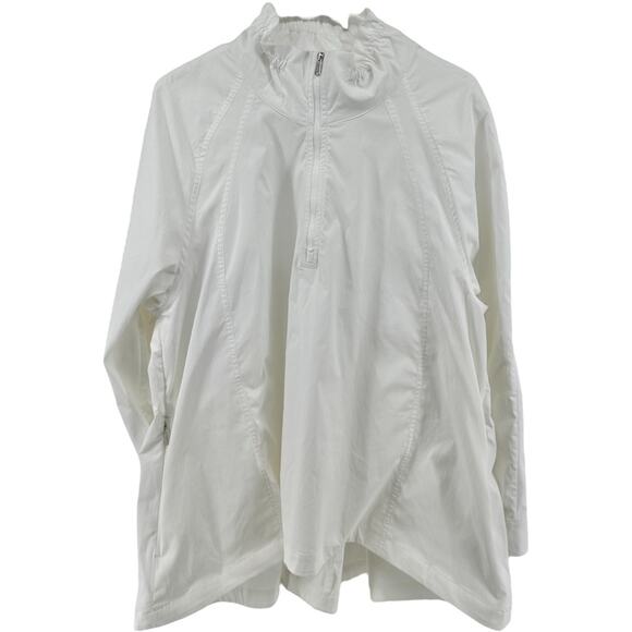 Athleta Advantage Poplin Athletic Top 1/4 Zip Tunic Golf Tennis Workout White XL - Picture 2 of 7